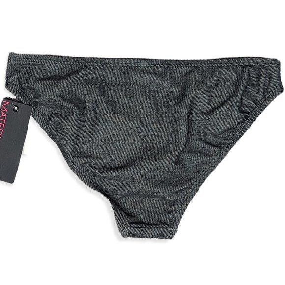 NWT MATERIAL GIRL "DENIM FEEL" FLORAL ACCENTED BIKINI BOTTOMS (M) - Picture 2 of 9